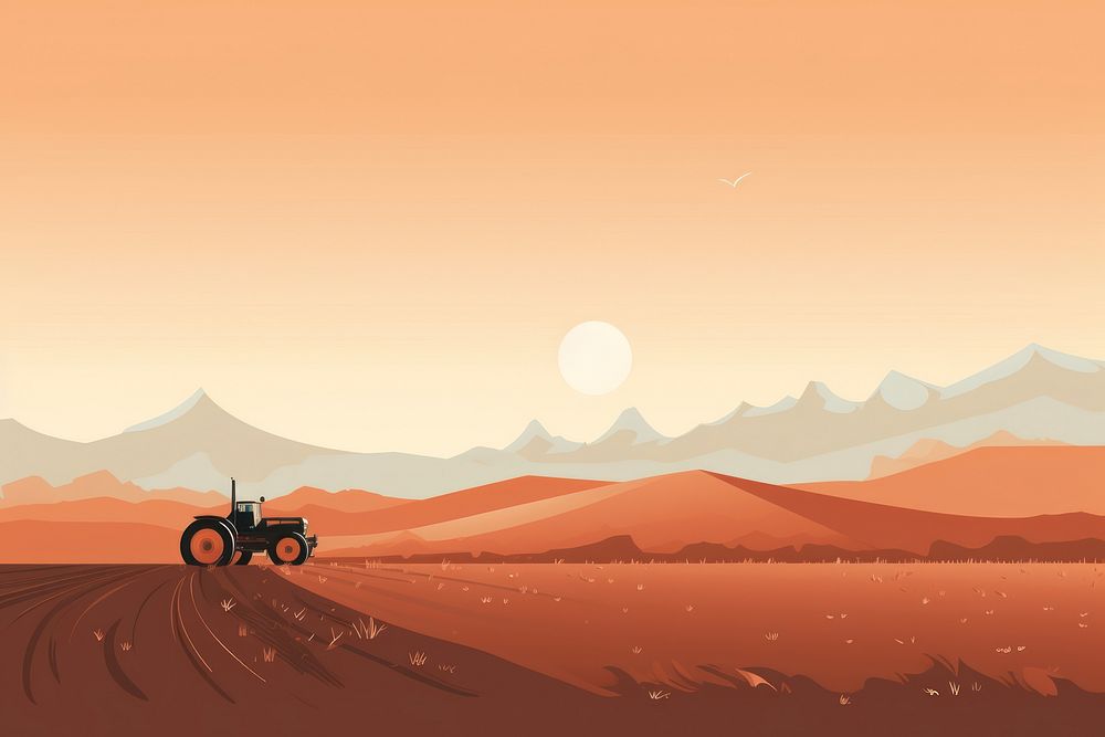 Smart farming landscape tractor outdoors. AI generated Image by rawpixel.