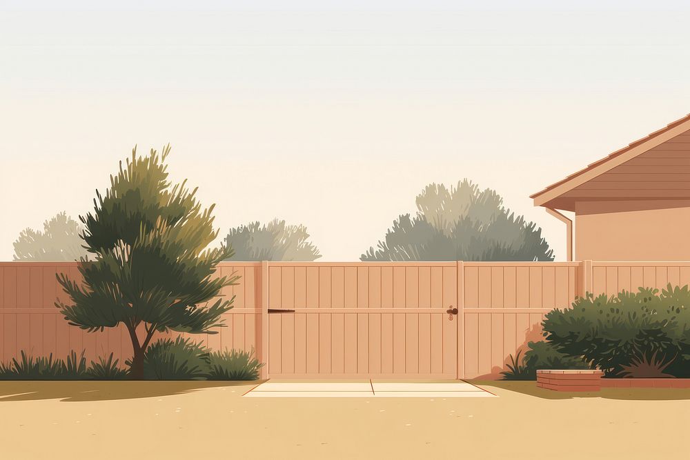 Suburban yard garden outdoors plant fence. AI generated Image by rawpixel.