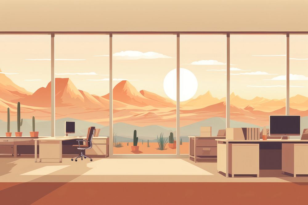 Office furniture landscape computer. AI generated Image by rawpixel.