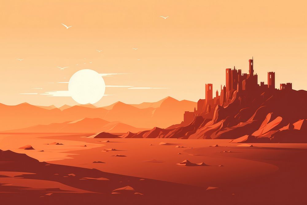 Castle landscape outdoors desert. AI generated Image by rawpixel.
