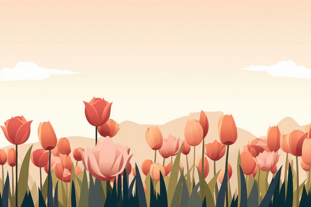 Tulip garden landscape backgrounds outdoors. AI generated Image by rawpixel.