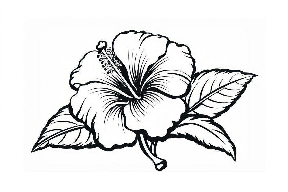 Hibiscus hibiscus drawing flower. AI generated Image by rawpixel.