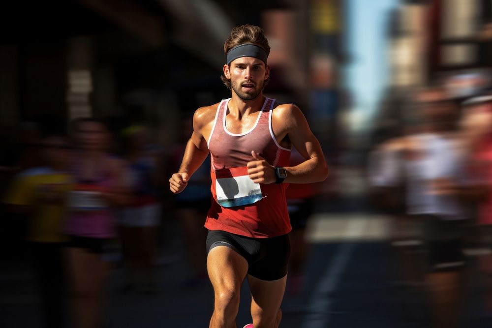Man in marathon running jogging motion determination. AI generated Image by rawpixel.
