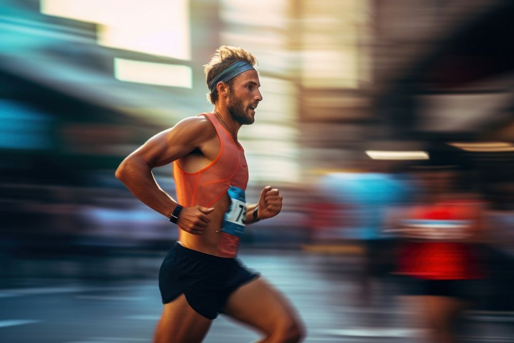 Man in marathon running jogging motion adult. AI generated Image by rawpixel.