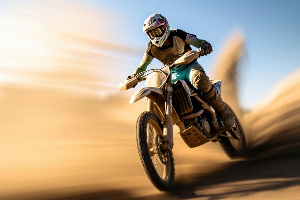 Blurred motorcross jumping motorcycle motocross vehicle. AI generated Image by rawpixel.