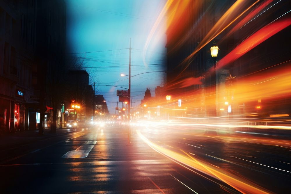 Street light trail architecture cityscape outdoors. AI generated Image by rawpixel.
