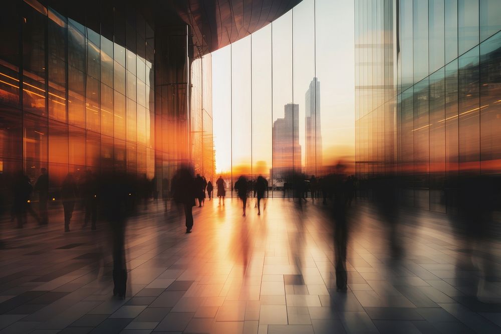 Blurred people walking in front of bulding architecture cityscape outdoors. AI generated Image by rawpixel.