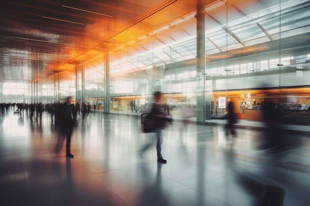 People walking in airport motion infrastructure architecture. AI generated Image by rawpixel.