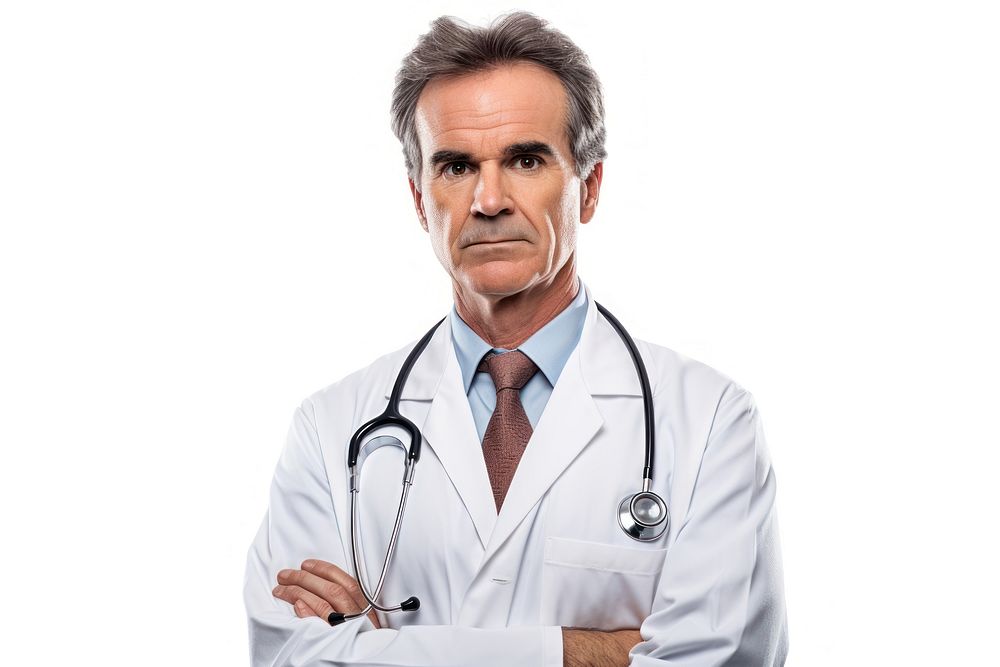 Normal looking doctor adult white background stethoscope. AI generated Image by rawpixel.