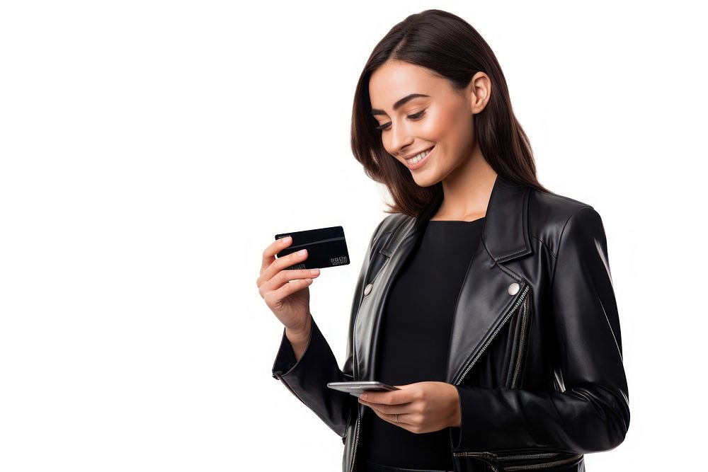Young woman holding a smartphone and a credit card portrait looking photo. AI generated Image by rawpixel.