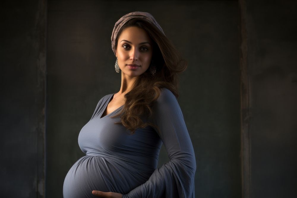 Pregnant woman portrait fashion person. AI generated Image by rawpixel.