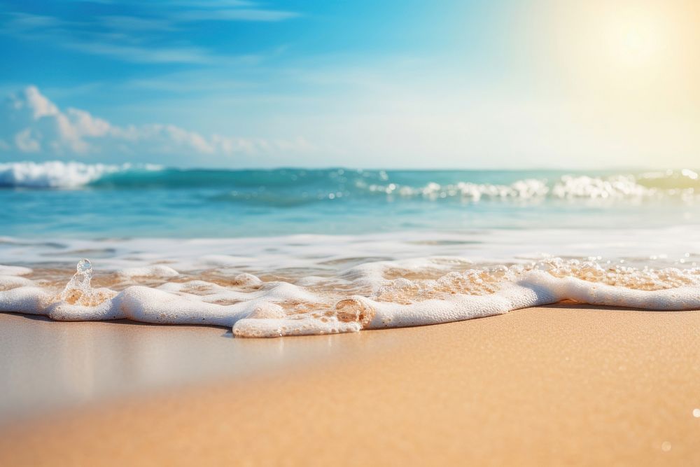Tropical summer sand beach sea outdoors horizon. AI generated Image by rawpixel.