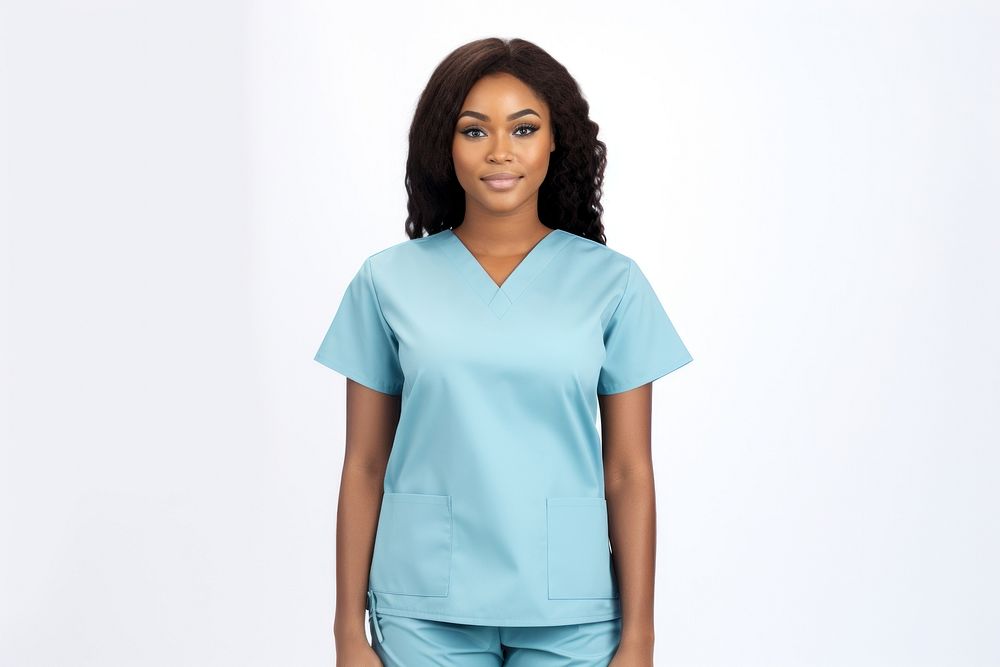 Female nurse t-shirt sleeve blouse. AI generated Image by rawpixel.
