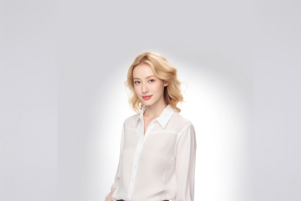 Woman in white shirt portrait sleeve blouse. AI generated Image by rawpixel.
