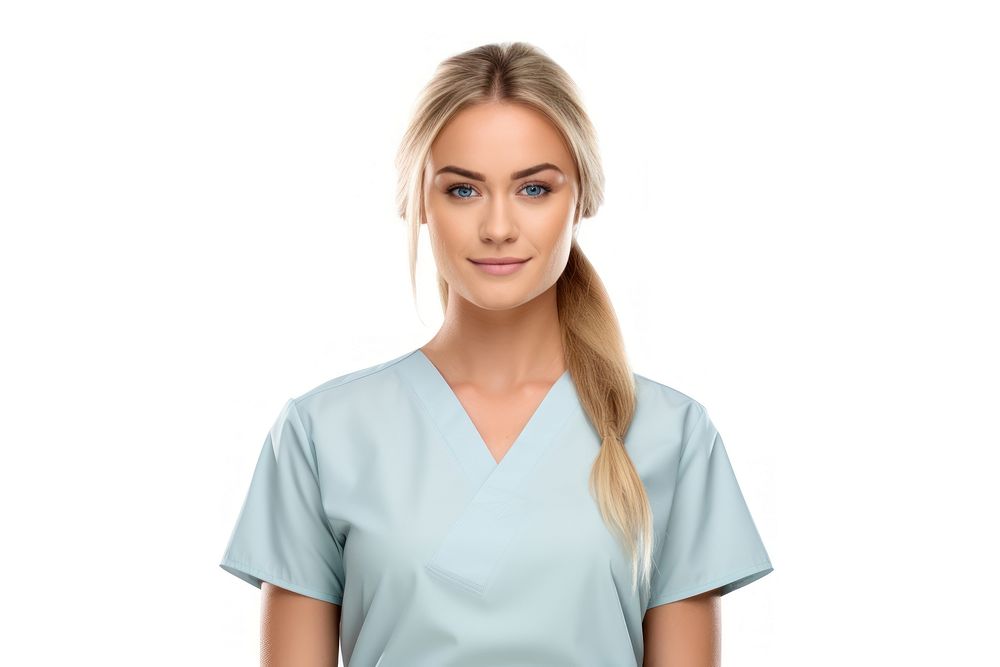 Young female nurse adult white background stethoscope. AI generated Image by rawpixel.