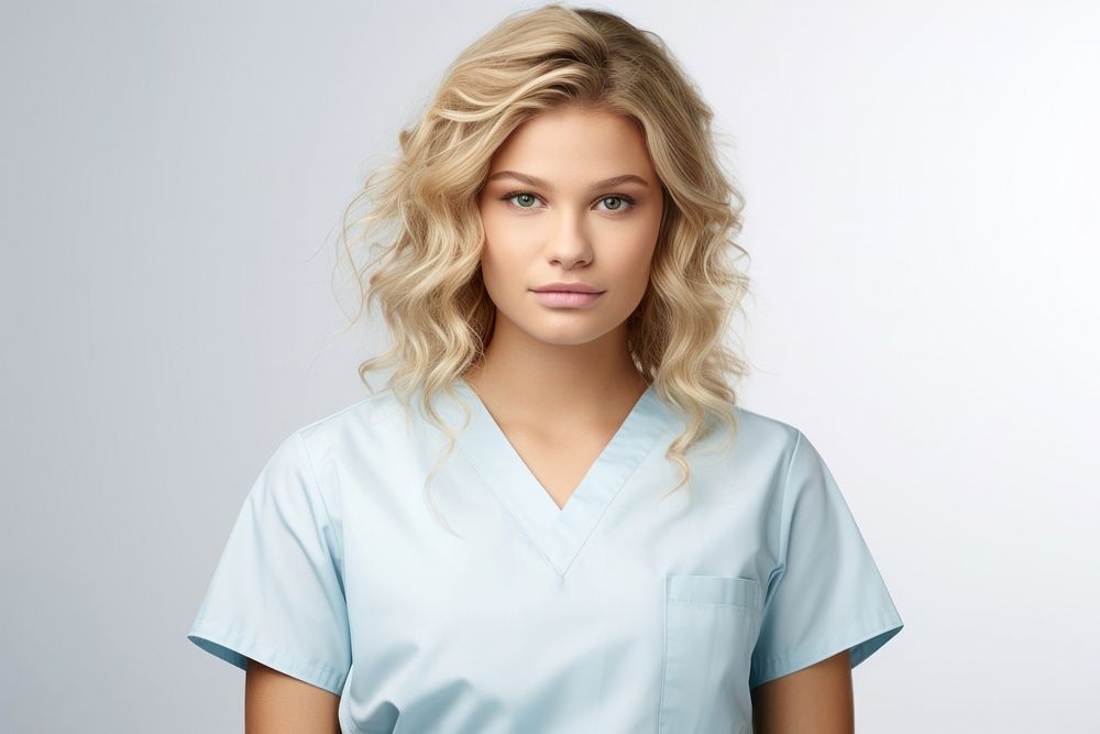 Young female nurse white background stethoscope hairstyle. AI generated Image by rawpixel.
