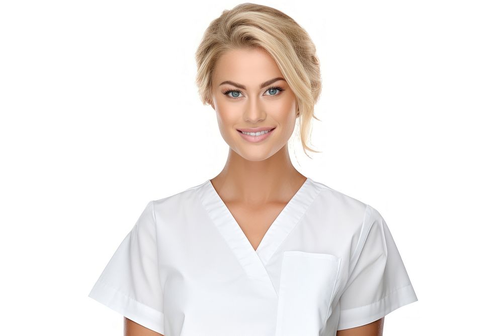 Female nurse adult white background stethoscope. AI generated Image by rawpixel.