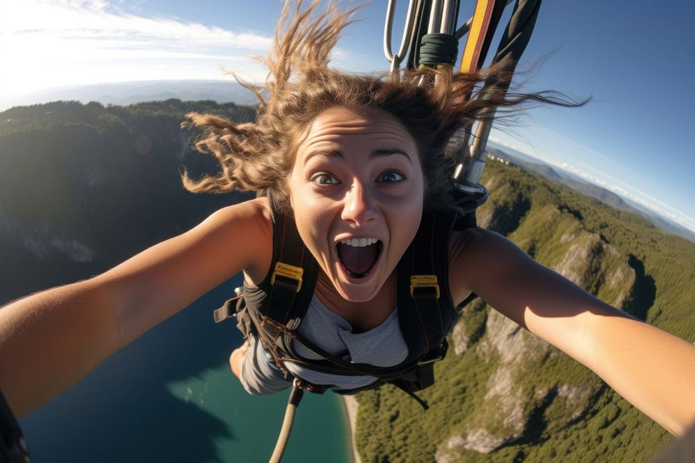 Bungy jump recreation adventure portrait. AI generated Image by rawpixel.