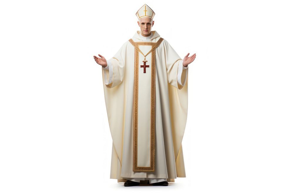 Catholic bichop religion costume robe. AI generated Image by rawpixel.