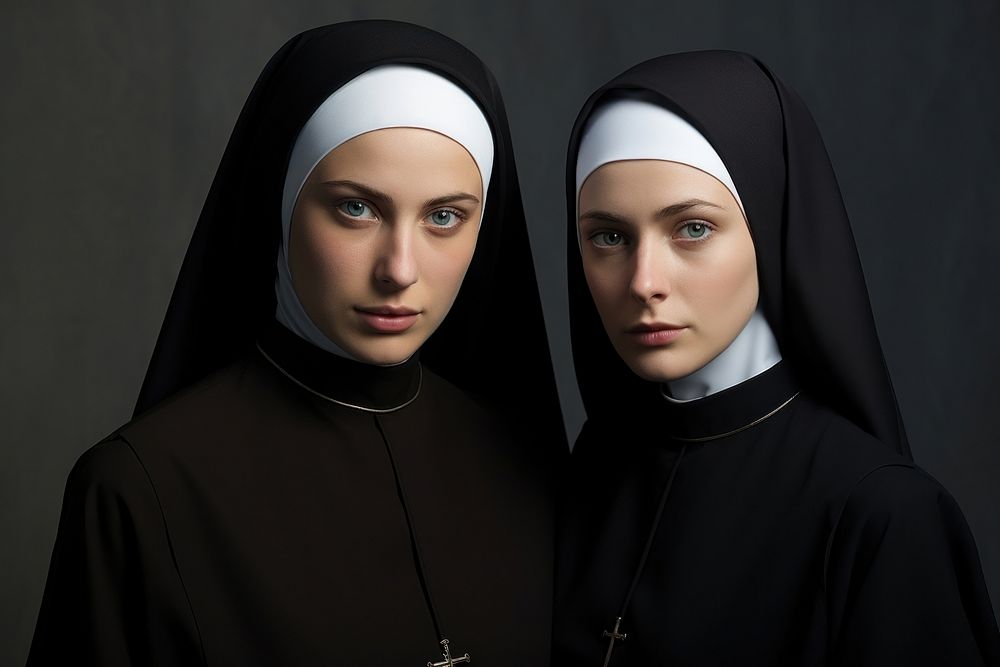Catholic sisters portrait adult photo. AI generated Image by rawpixel.