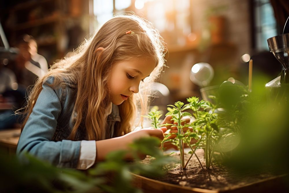 Caucasian girl gardening outdoors nature. AI generated Image by rawpixel.