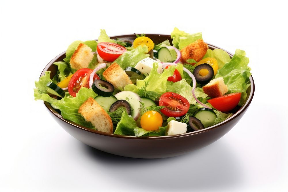 Cesar salad bowl food plate meal. AI generated Image by rawpixel.