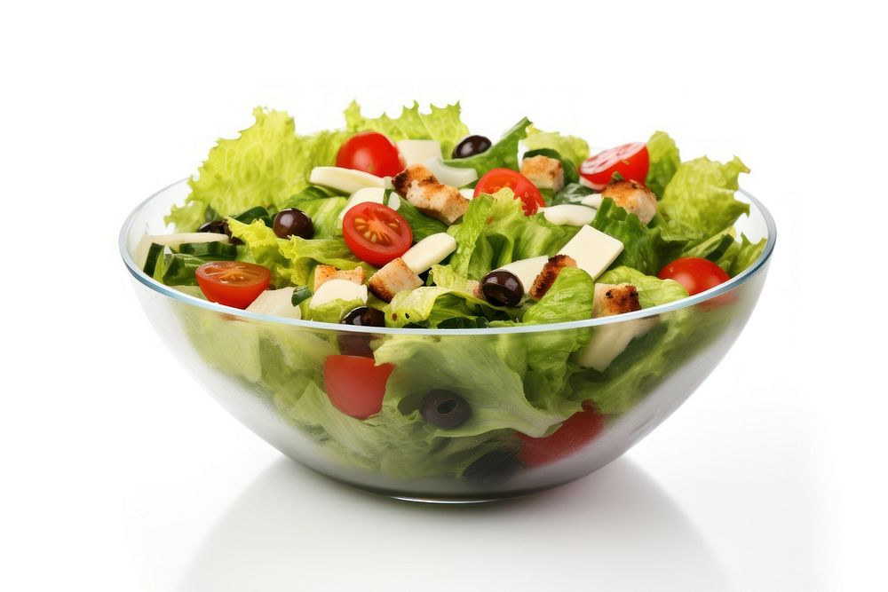Cesar salad bowl food vegetable lettuce. AI generated Image by rawpixel.