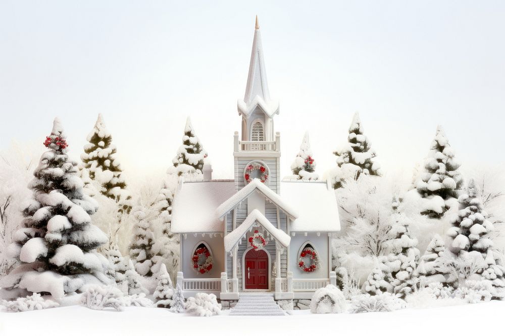 Christmas at church outdoors plant white. AI generated Image by rawpixel.