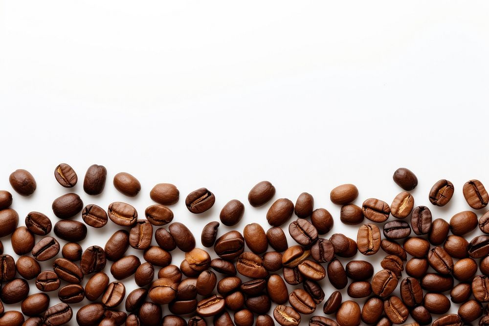 Coffee beans border backgrounds white background freshness. AI generated Image by rawpixel.