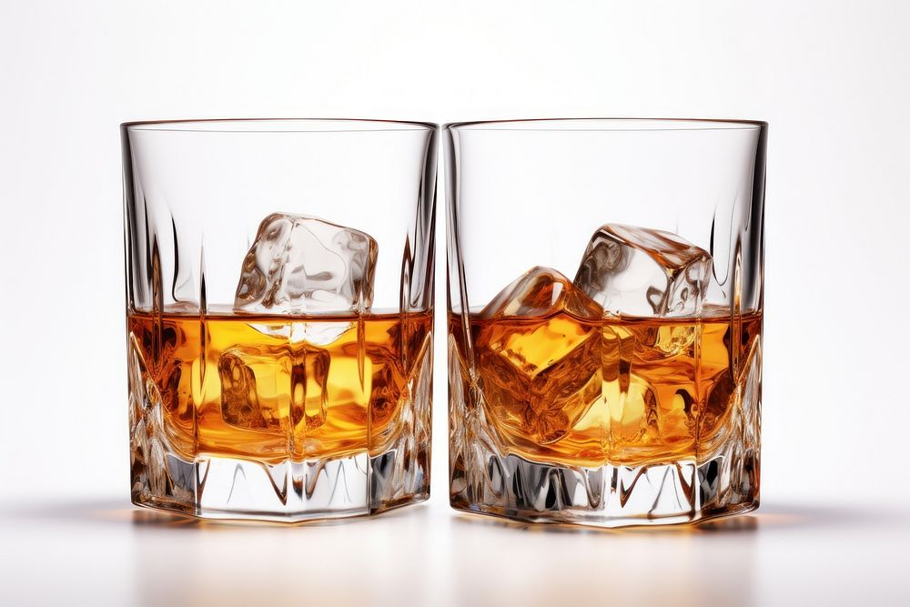 Whiskey glass whisky drink white background. AI generated Image by rawpixel.