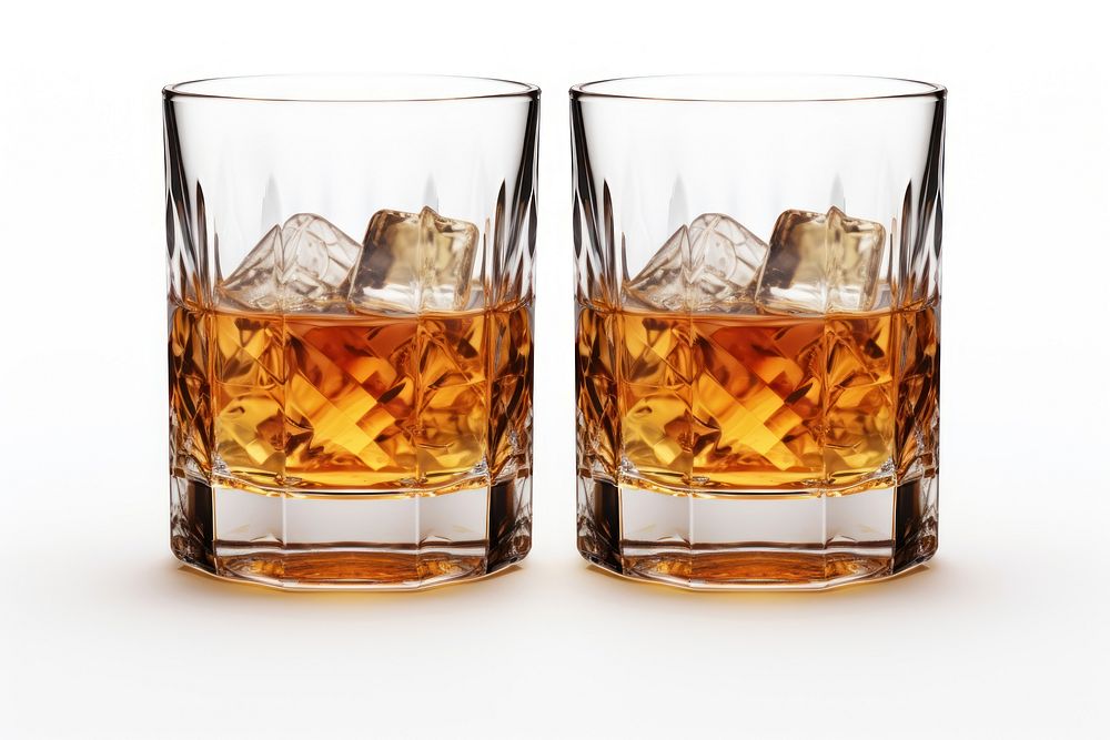 Whiskey glass whisky drink white background. AI generated Image by rawpixel.