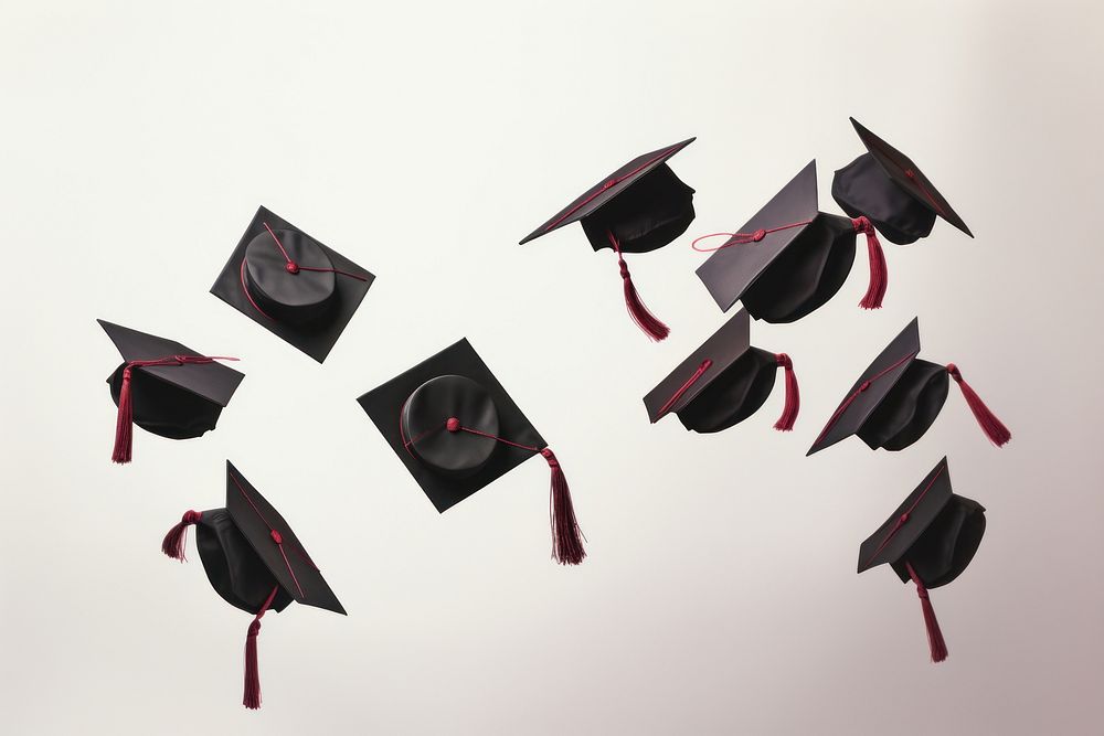 Graduation caps intelligence achievement certificate. AI generated Image by rawpixel.