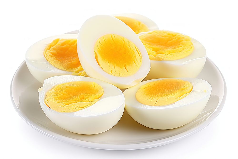 Boiled eggs food white background freshness. AI generated Image by rawpixel.