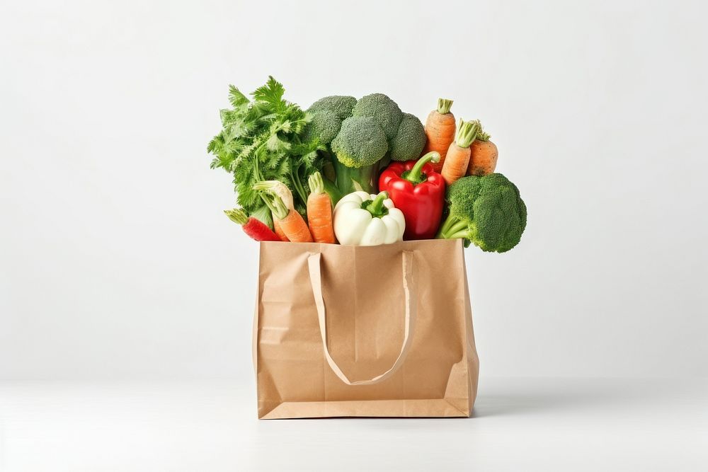 Paper bag vegetable handbag food. AI generated Image by rawpixel.