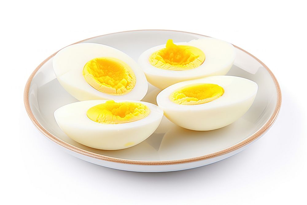 Boiled eggs food plate white background. AI generated Image by rawpixel.