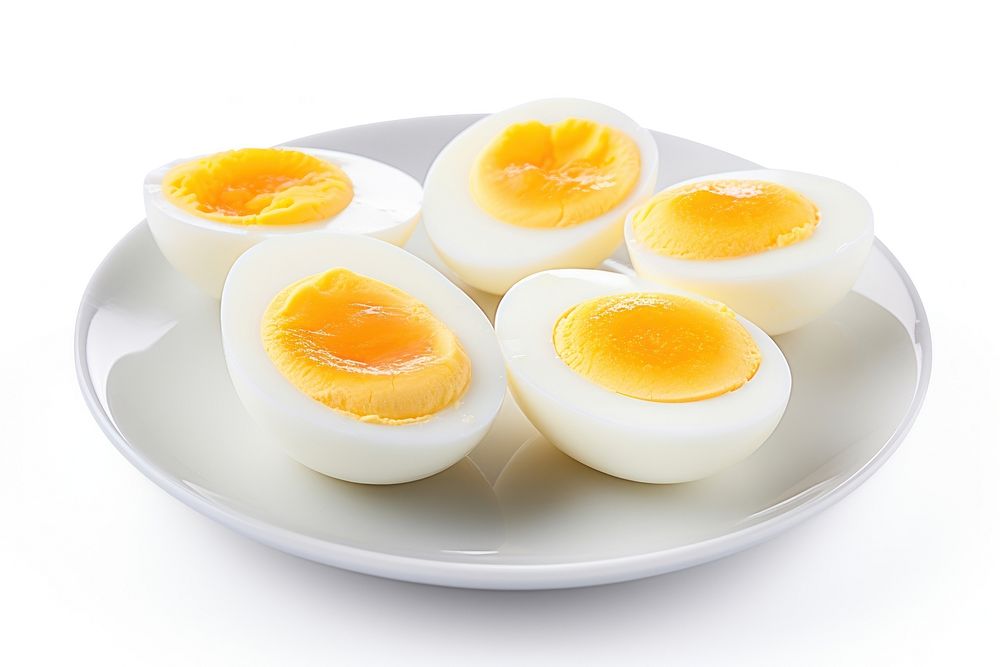 Boiled eggs food plate white background. AI generated Image by rawpixel.