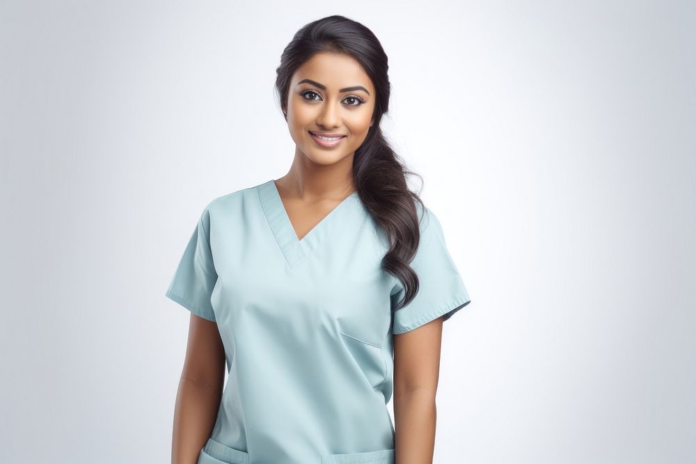Female nurse adult smile white background. AI generated Image by rawpixel.
