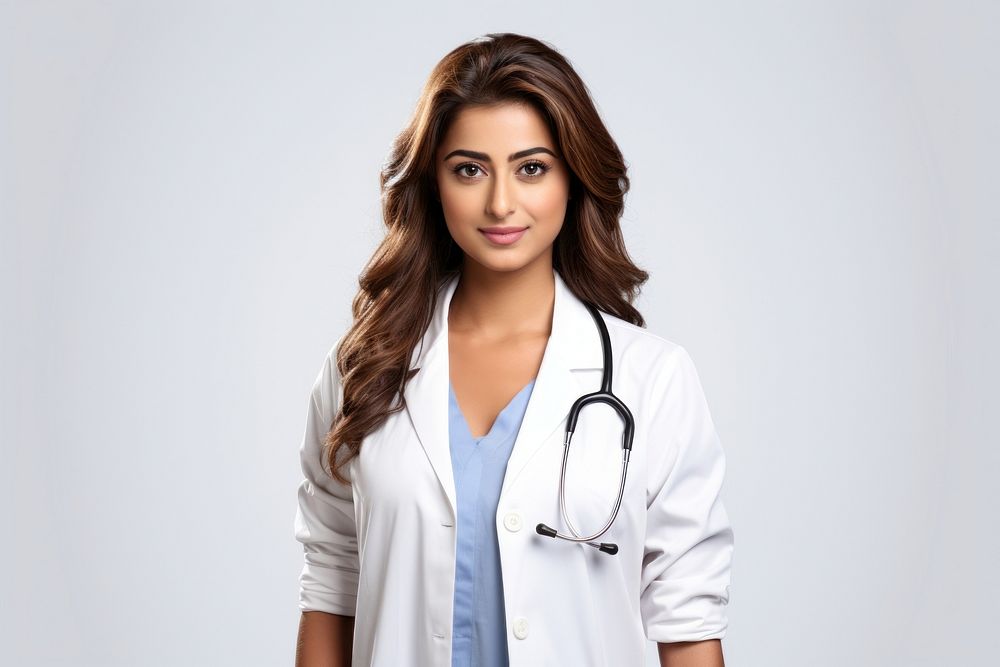 Female doctor student stethoscope adult white background. AI generated Image by rawpixel.