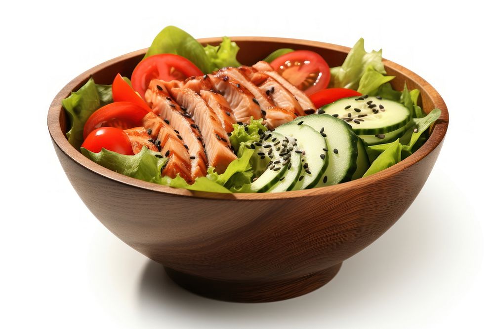 Japanese salad bowl food meal white background. AI generated Image by rawpixel.