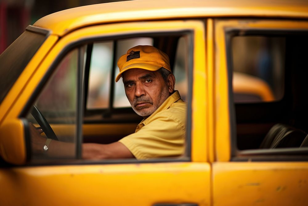 Latino taxi driver drive a taxi car vehicle driving adult. AI generated Image by rawpixel.