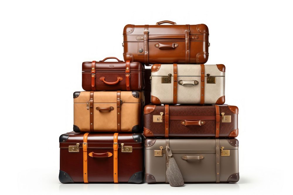 Luxury luggages suitcase handbag white background. AI generated Image by rawpixel.