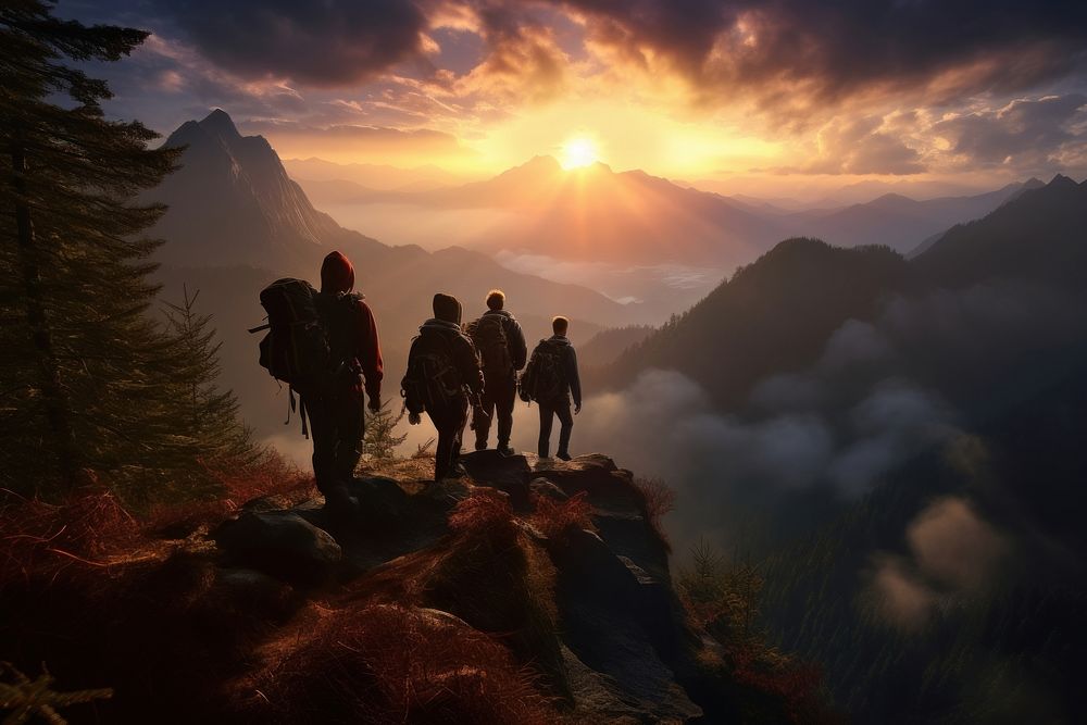 Mount everset hikers backpacking adventure outdoors. AI generated Image by rawpixel.
