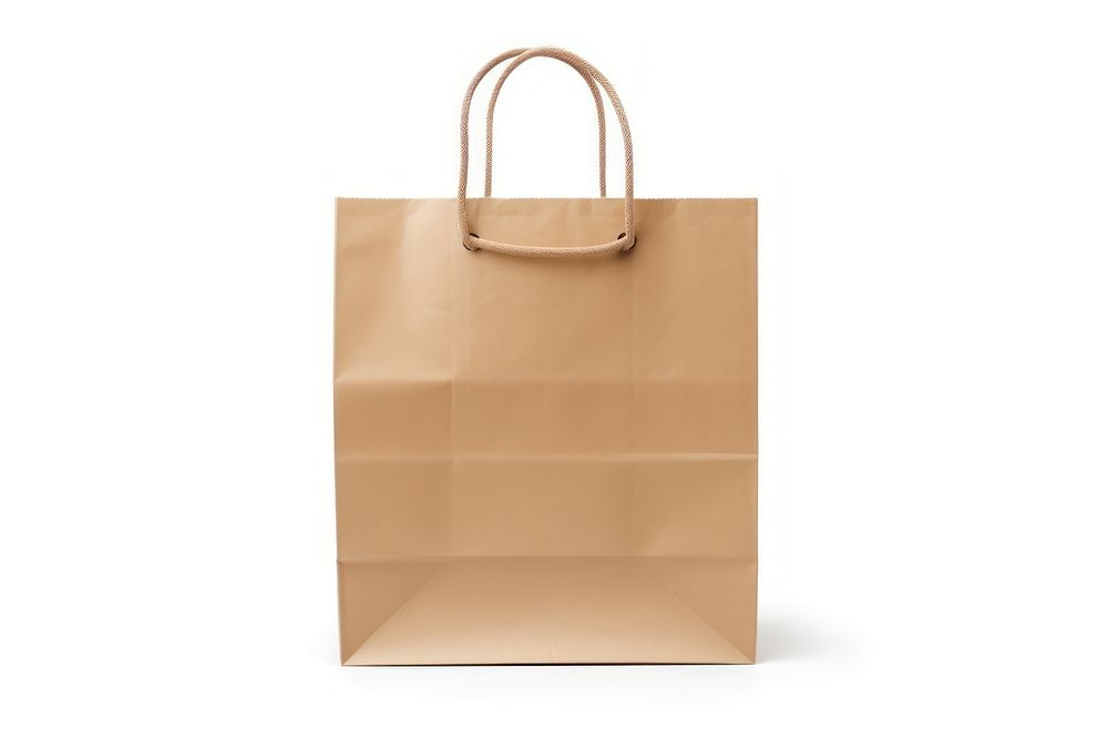 Paper grocery bag handbag white background accessories. AI generated Image by rawpixel.