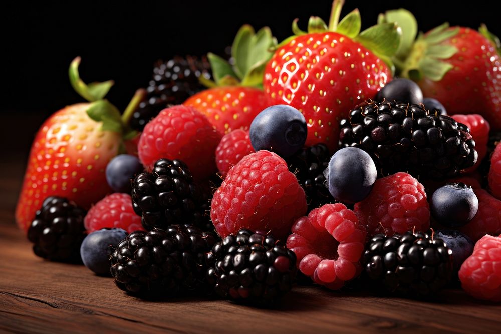 Berries fruit strawberry blackberry. AI generated Image by rawpixel.