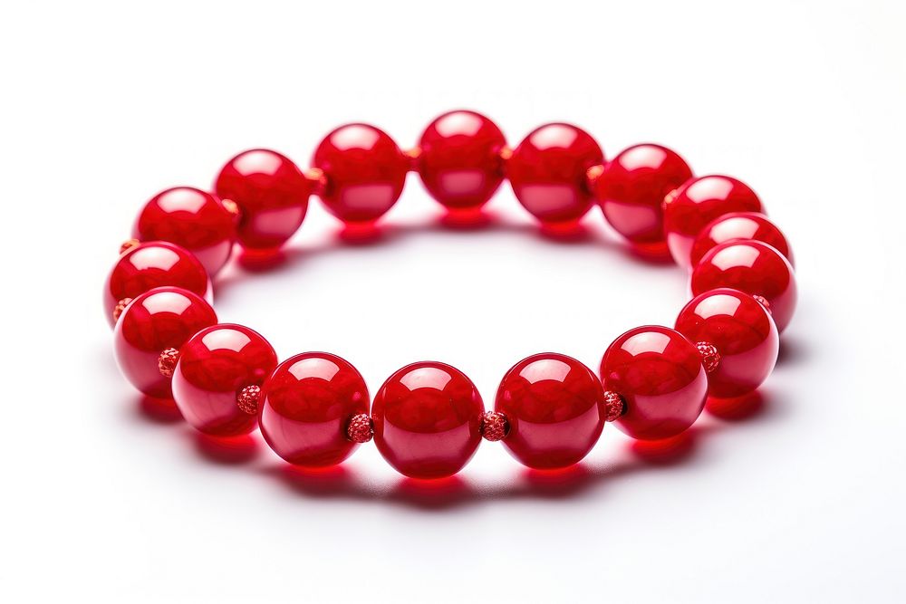 Red beads bracelet jewelry white background accessories. AI generated Image by rawpixel.