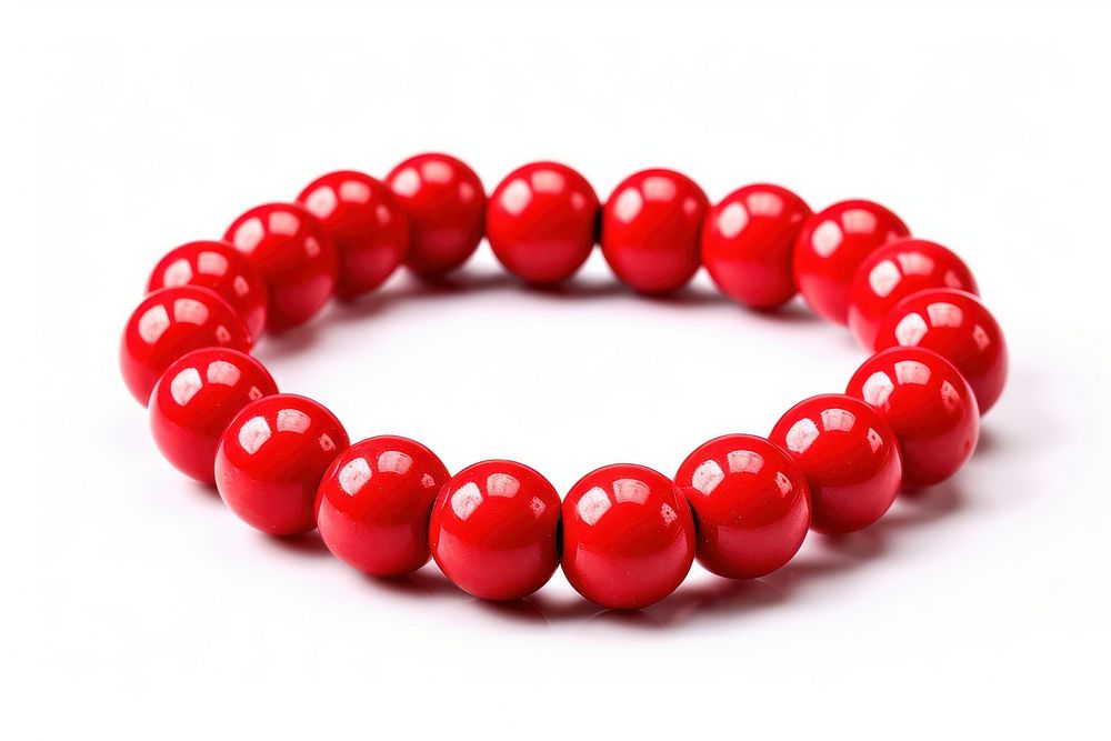 Red beads bracelet jewelry white background accessories. AI generated Image by rawpixel.