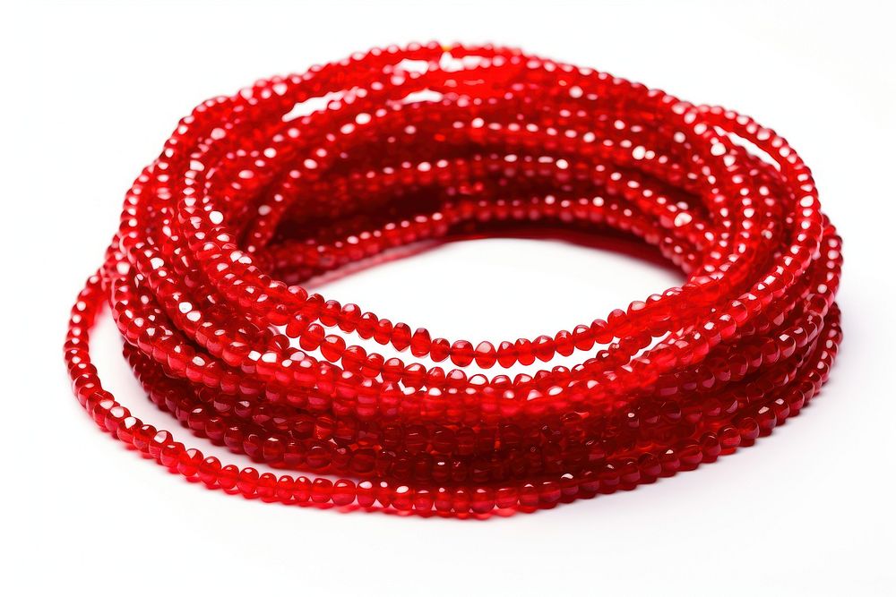 Red waist beads bracelet jewelry white background. AI generated Image by rawpixel.