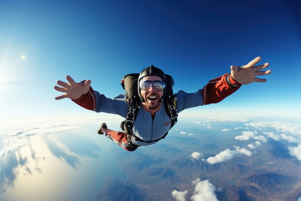 Skydiving recreation adventure outdoors. AI generated Image by rawpixel.