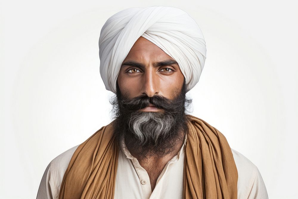 Sikh man turban adult white background. AI generated Image by rawpixel.