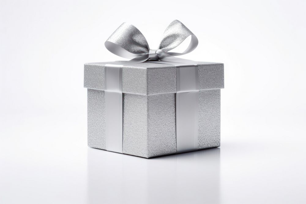 Silver gift box white background celebration anniversary. AI generated Image by rawpixel.